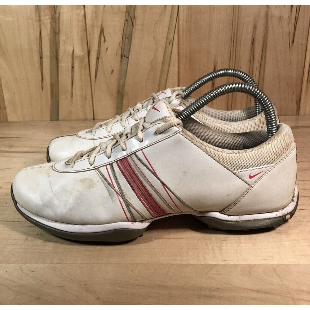 NIKE Delight White Golf Shoes Pink Stripe Womens 418355-101 Size 8.5